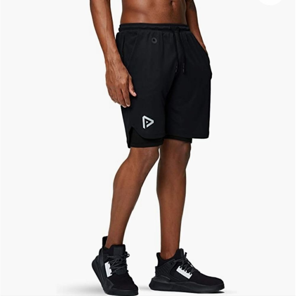 NWT Pinkbomb athletic shorts, Color: Black and Gray Camo.